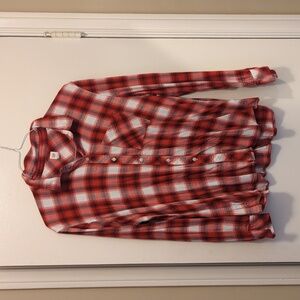 Gap Ladies Flannel. Red and cream plaid. XL.